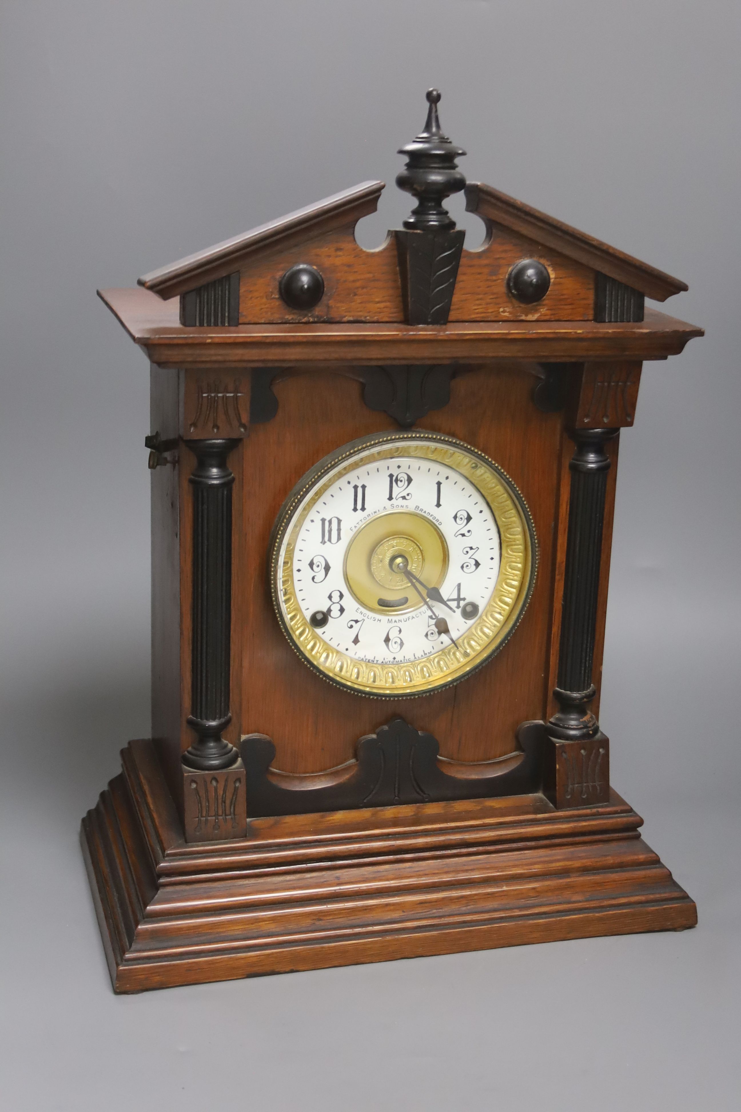 Fattorini & Sons. A late 19th century mahogany mantel clock, height 45cm